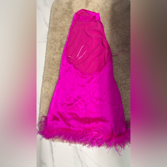 Amanda Uprichard Fuchsia Feather Trim Dress - Picture 6 of 6